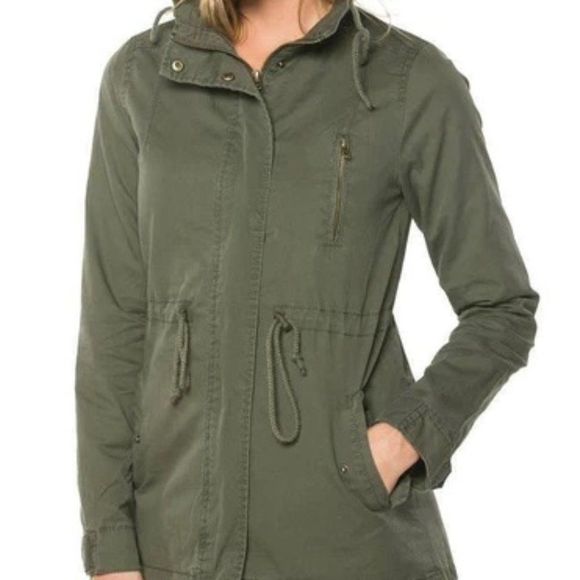 Ambiance Olive Green Jacket Size Med. /Army Style Olive Drab Green Cotton Outer - Picture 7 of 16